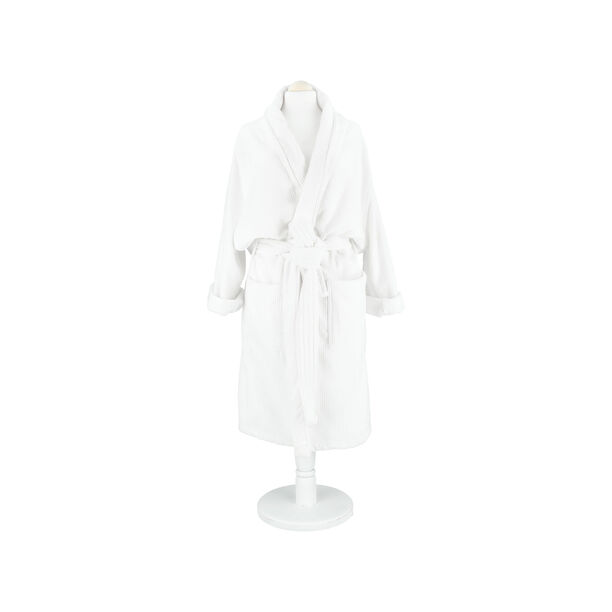 Bath Robe White Ribbed Size: L image number 3