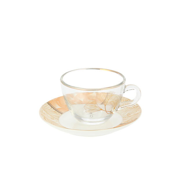 English Tea Set Glass 8Pc Ginkgo Peach Serv 4Ppl image number 1