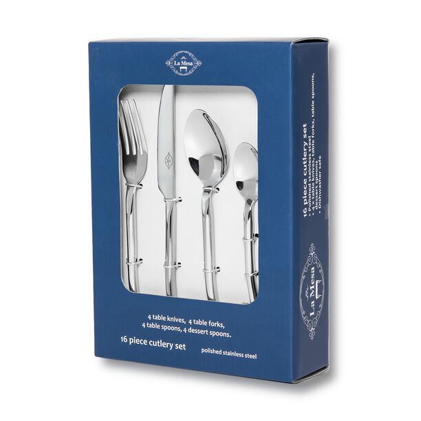 La Mesa silver stainless steel cutlery set 16 pc image number 2