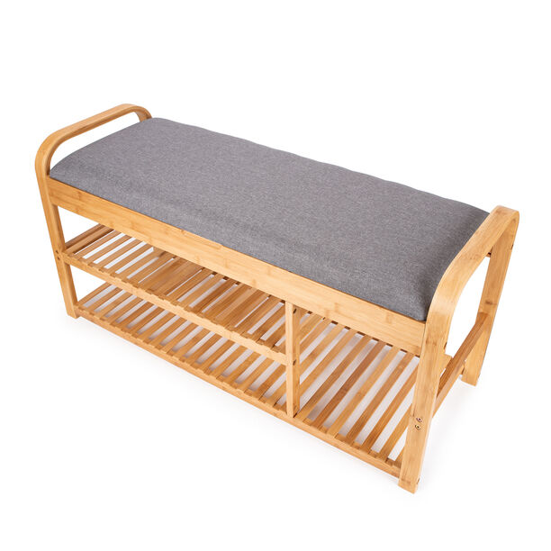 3 Tiers Bamboo/Mdf Shoes Bench 100x33x50Cm image number 3