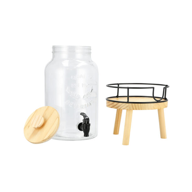  Glass Juice Dispenser With Wooden Lid image number 1