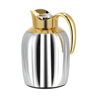 Dallaty pumpk steel vacuum flask chrome and gold 1L