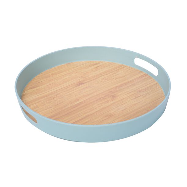 Fiber Bamboo Round Serving Tray Dia:38Cm Blue Color image number 0