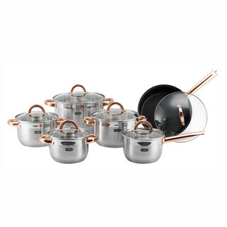 Alberto Stainless Steel Cookware Set 12 Pieces Golden Handle