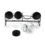 Alberto 4 Pieces Glass Spice Jars With Clip Lid And Metal Rack image number 2