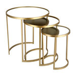 3 piece gold metal round side tables set image number 0