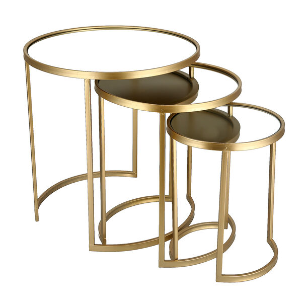 3 piece gold metal round side tables set image number 0