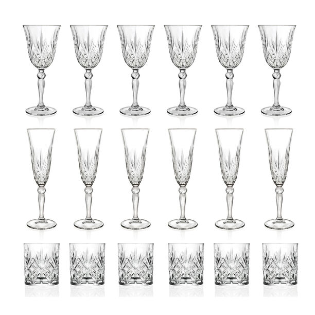 RCR transparent crystal glasses set of 18 pc image number 0