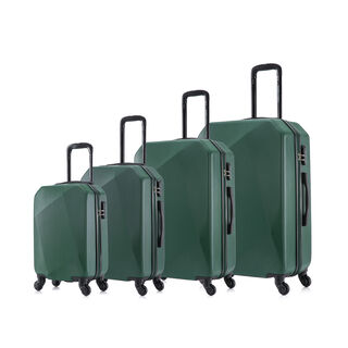 4 Piece Dark Green Abs Travel Bag Set Diamond