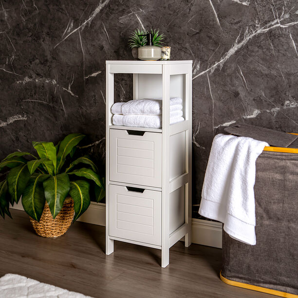 Homez white wood bathroom cabinet 30*30*89 cm image number 0