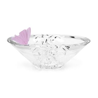 Decorative Centerpiece Glass With Crystal Pink Butterfly