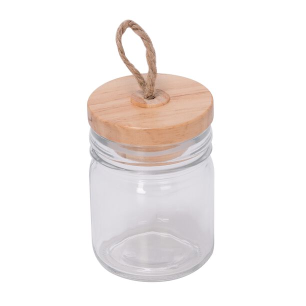Alberto Mini Glass Jar With Wooden Lid And Hemp Rope image number 1