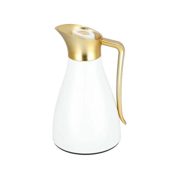Dallaty steel vacuum flask white with matt golden handle 1L image number 3