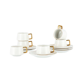 Dallaty white and gold porcelain Turkish coffee cups set 12 pcs
