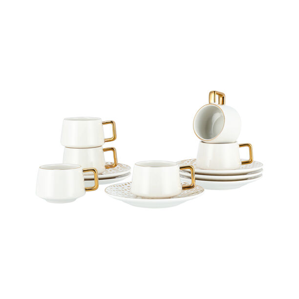 Dallaty white and gold porcelain Turkish coffee cups set 12 pcs image number 0