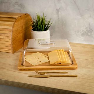 Alberto Bamboo Cheese Dome With Lid 30x24x10.5cm