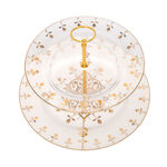 La Mesa gold porcelain and glass 2 tiered cake stand image number 2