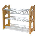 Alberto 3 Layers Rubber Wood With Aluminium Dish Rack image number 1