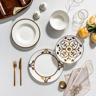 La Mesa white/gold porcelain 16 pc dinner set
