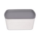 2L white storage basket with grey lid 21.5*13.6*9.5 cm image number 1