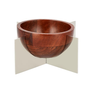 Nuts Bowl Wood With Steel X Silver