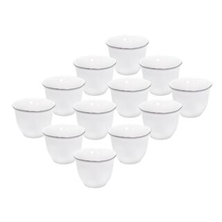 La Mesa white and silver porcelain Saudi coffee cups set 12 pcs