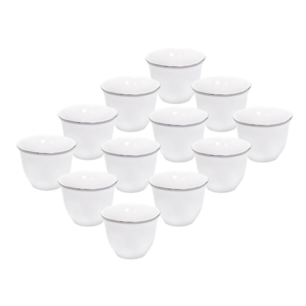 La Mesa white and silver porcelain Saudi coffee cups set 12 pcs image number 0