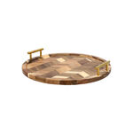 Round wooden serving tray 35.6*35.6*5.4 cm image number 0