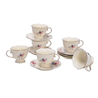 La Mesa cream marble English tea cups set 12 pcs