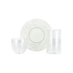 Dallaty white porcelain and glass Tea and coffee cups set 18 pcs image number 1