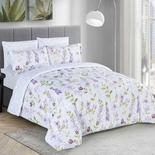 Cottage Comforter Set King Size 6 Pieces Beykoz Purple