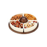 Dallaty porcelain and wood nuts plate set 5 pcs image number 2