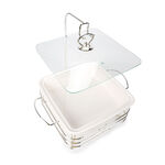 Square Food Warmer Set With Candle Stand Silver 11" image number 3