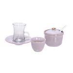 Zukhroof light purple porcelain and glass Tea and coffee cups set 20 pcs image number 1