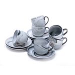 La Mesa dark grey marble English tea cups set 12 pcs image number 1