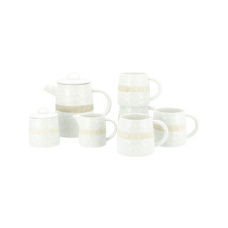 White stoneware English tea cups set 7 pcs
