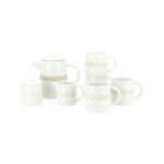 White stoneware English tea cups set 7 pcs image number 0