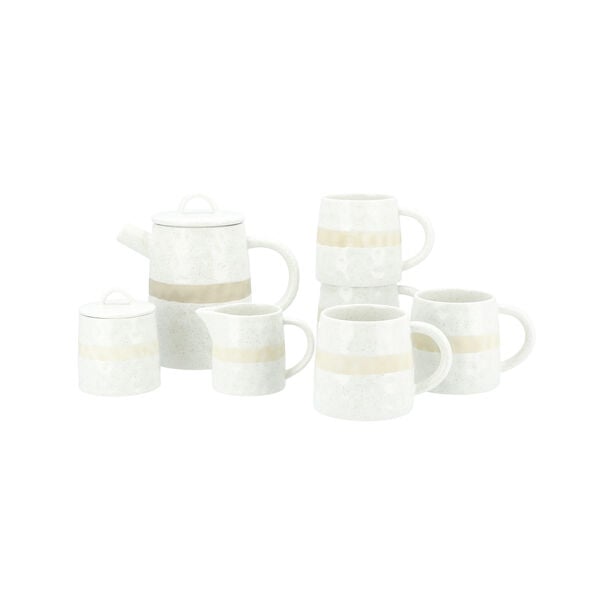White stoneware English tea cups set 7 pcs image number 0