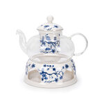 La Mesa white porcelain and glass tea pot and warmer image number 1
