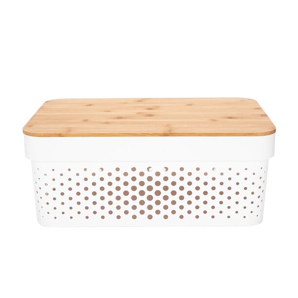 10L storage basket with bamboo lid 35.5*26.5*14 cm image number 1