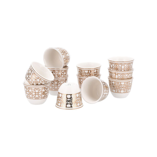 Dallaty gold porcelain Saudi coffee cups set 12 pcs image number 0