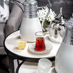 Dallaty white and silver porcelain and glass Tea and coffee cups set 18 pcs image number 0