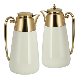 Dallaty set of 2 steel vacuum flask beige & gold 1L