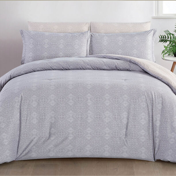 Cottage Microfiber Twin Comforter 4 Pcs Set, Grey, 220*160Cm image number 3