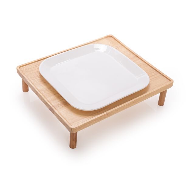 La Mesa Serving Plate With Wooden Base  image number 0