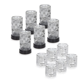Dallaty glass with black patterns Tea and coffee cups set 18 pcs