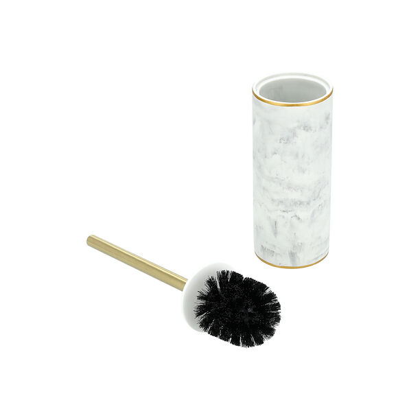 Homez gold with marble effect toilet brush holder image number 1