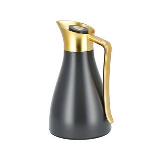 Dallaty grey steel vacuum flask with matt golden handle 1L