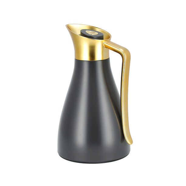 Dallaty grey steel vacuum flask with matt golden handle 1L image number 1