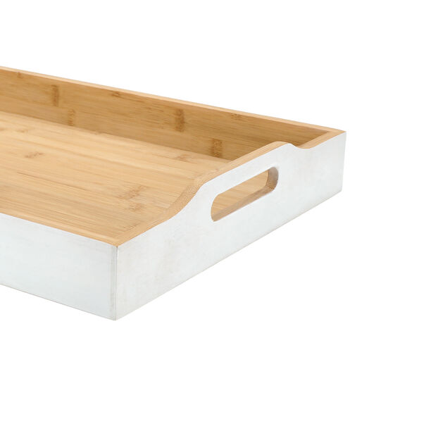 Dallaty white bamboo serving tray 47*34*7 cm image number 2